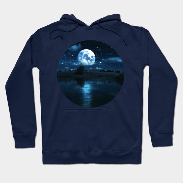 Full moon over river Hoodie by AnnArtshock